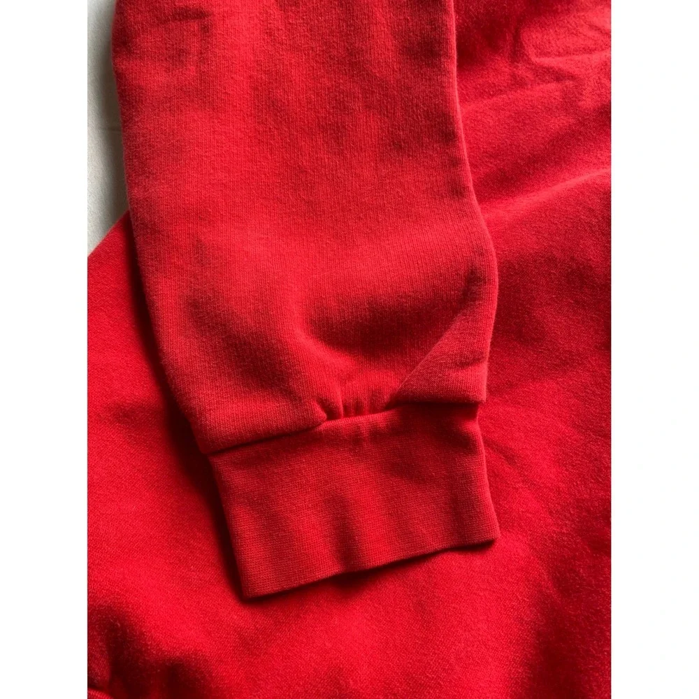 Adidas Mens Essentials Fleece Hoodie Red White Logo Pullover H47018 M